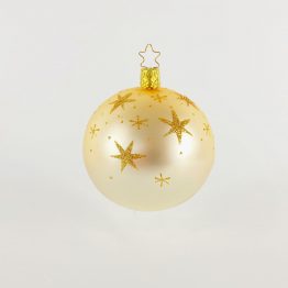 Weihnachtskugel mundgeblasen gold-champagner-farben, handbemalte Sterne in Gold