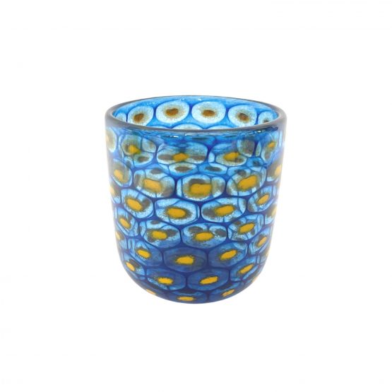 Pfauenauge blau-gelb Vase