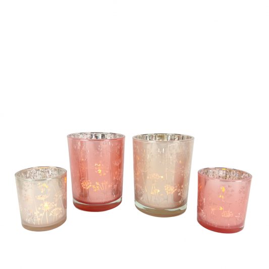 Teelichtgläser im Set rosa/altrose