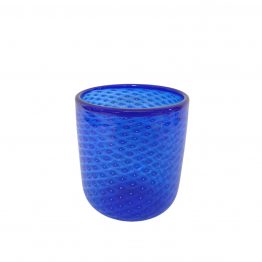 Vase perloptisch blau aufgelegter Rand