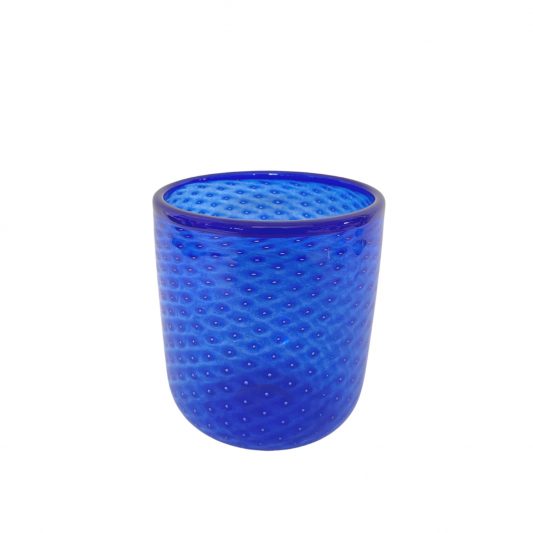 Vase perloptisch blau aufgelegter Rand