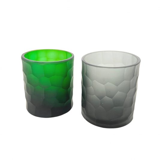Teelicht Gläser im Set grün und grau