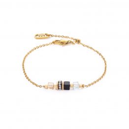 verstellbares Armband mini cube gold schwarz onyx 5076/30-1316