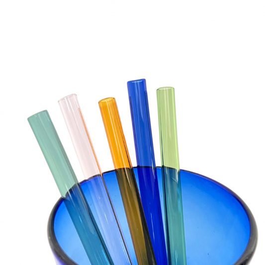 Smoothie Trinkhalme 5 - farbig inklusive Reinigungsbürste