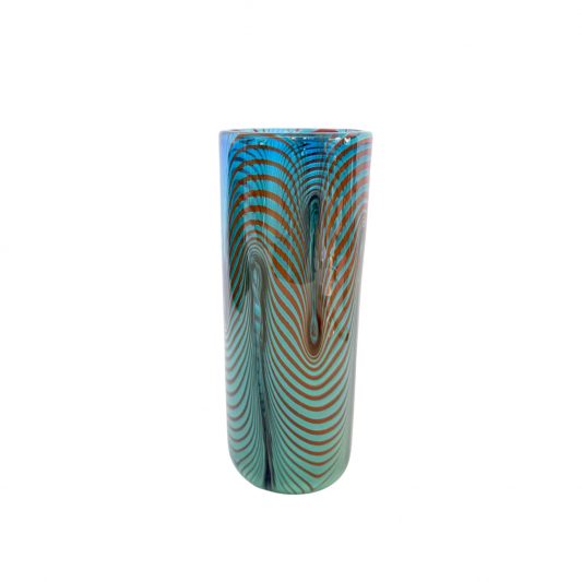Kammzug Technik Vase rot blau 2