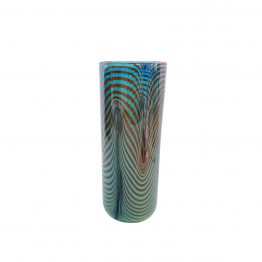Kammzug Technik Vase rot blau
