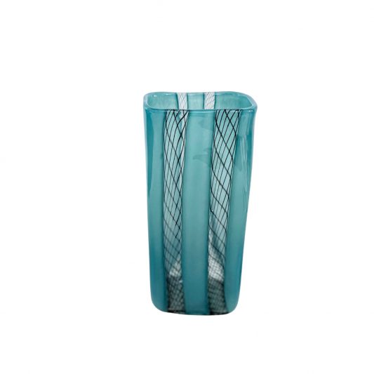 Vase eckig Netzband taubenblau