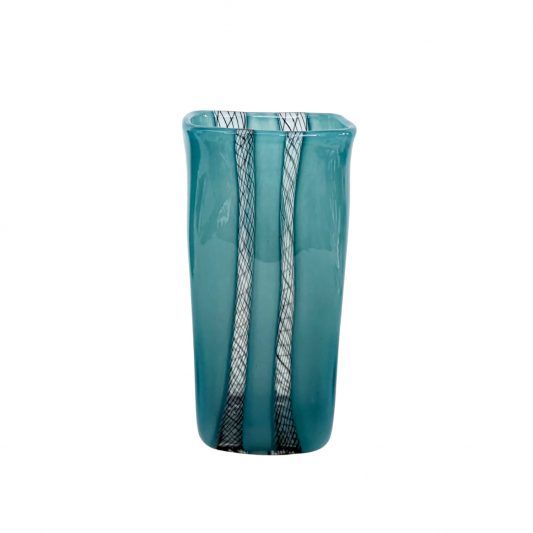 Vase eckig Netzband taubenblau 2