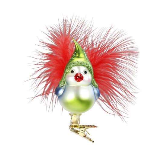 Froher Vogel, Zwickvogel mundgeblasen, handbemalt