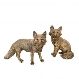 Fuchs Set 2tlg. Resin, bronzefarben
