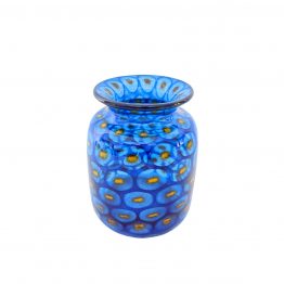 Vase Pfauenauge blau gelb